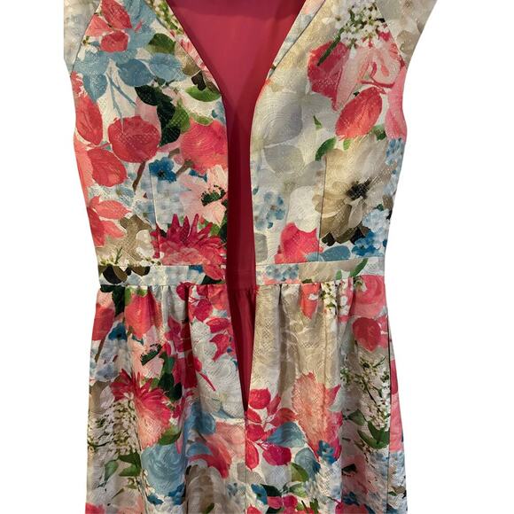 CYNTHIA STEFFE Presley Floral Fit And Flare Jacquard Pink Peony Dress Size 6 - Picture 6 of 9